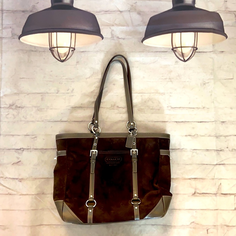 Coach Brown Suede Leather Shoulder/Tote Bag